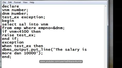 user defined exception in pl sql example