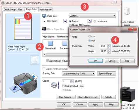 user defined printer settings