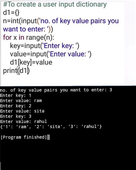 user input in dictionary in python