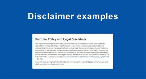 User Manual Disclaimer Examples