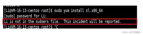 user not in sudoers