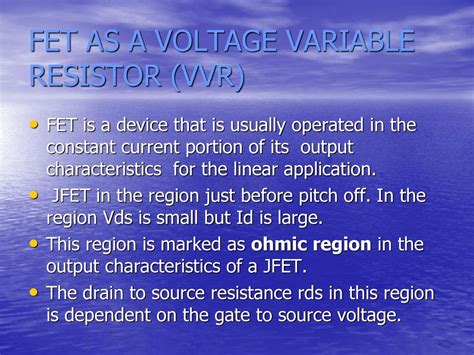 Using A Fet As A Variable Resistor