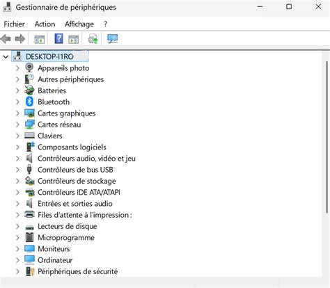 Using Gestionaire de Périphérique