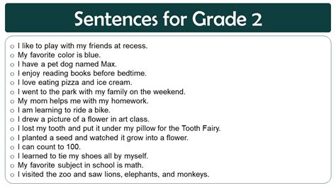 using in a sentence for class 2