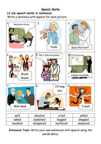 using speech marks ks2 worksheet