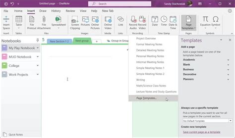 Using Templates In Onenote