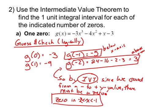 using the intermediate value theorem to find zeros