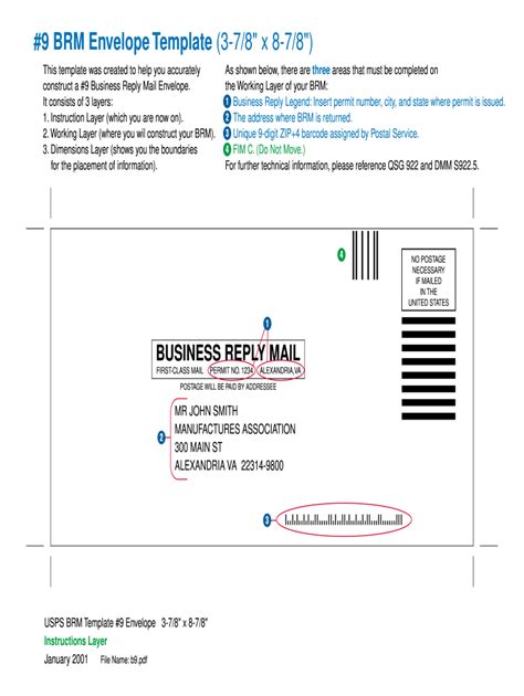 usps business reply mail template