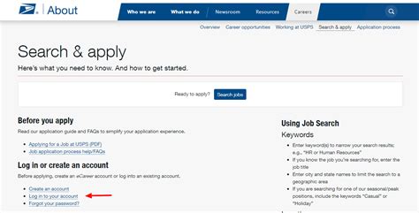 usps careers profile login contact support