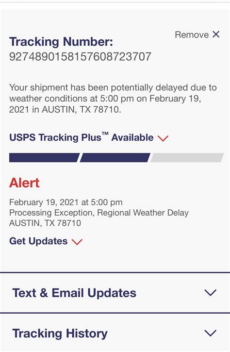 usps processing exception regional weather delay