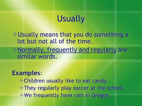 usually meaning in english with example