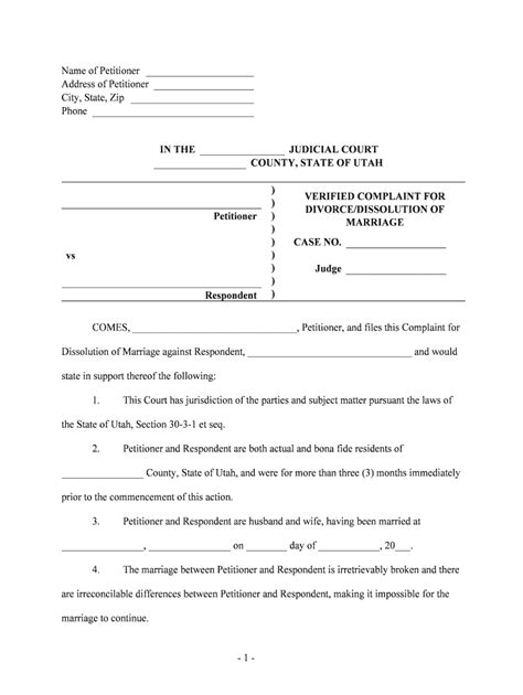 utah divorce decree form