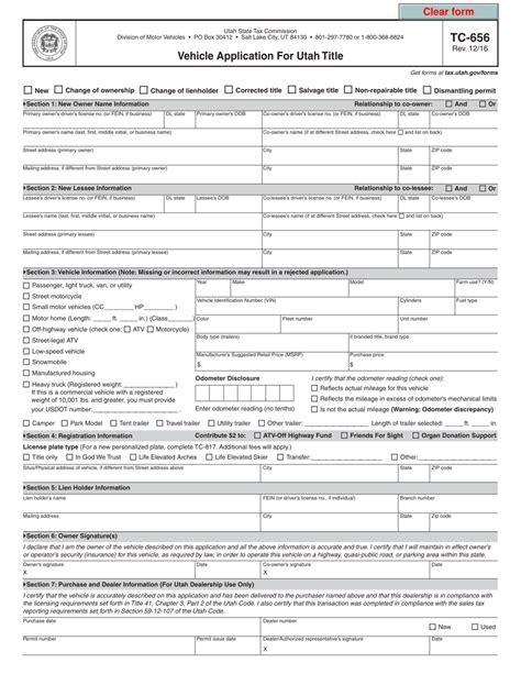 utah dmv vehicle registration form
