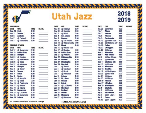 utah jazz - schedule