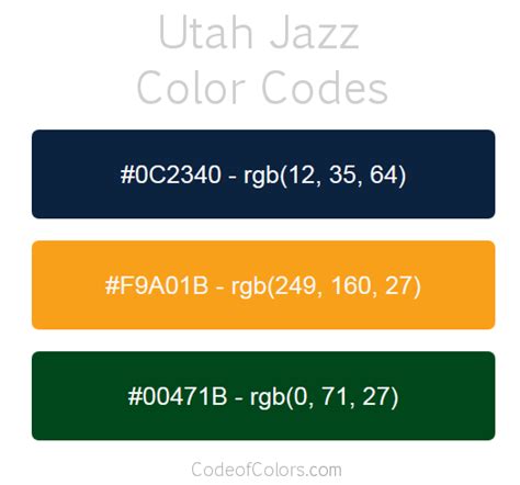 utah jazz color codes