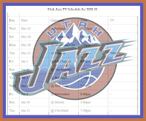 utah jazz schedule 2020 21