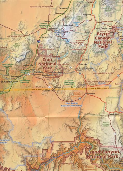 utah map showing national parks