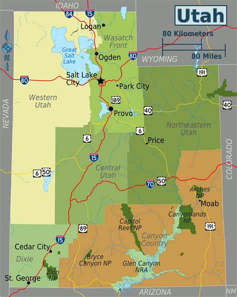 utah map with cities and regions