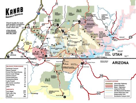 utah map with cities kanab