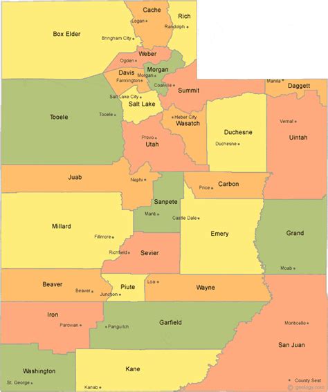 Counties and Road Map of Utah and Utah Details Map Utah, Political