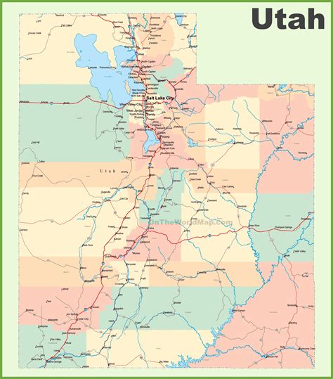 utah state map with cities