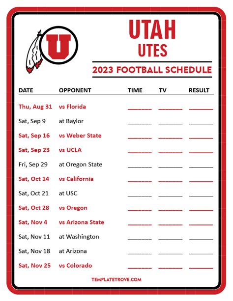 utah university football schedule 2023