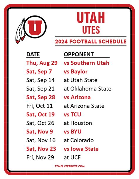 utah utes 2024 schedule