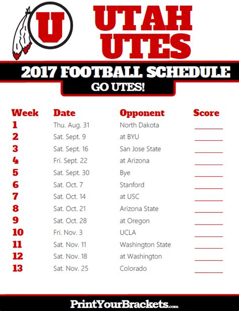 utah utes football schedule 2017