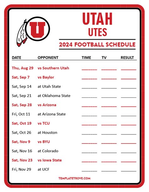 utah utes football schedule 2018