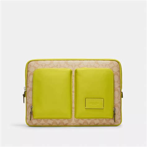utility laptop case in colorblock signature canvas