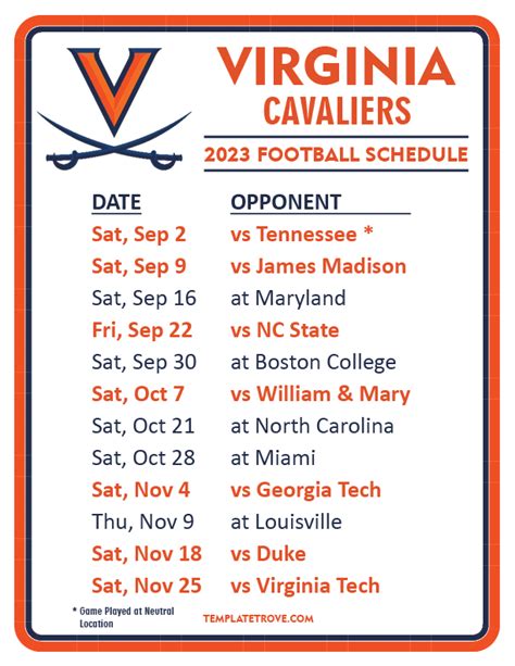 uva football schedule