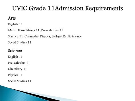Uvic Course Requirements