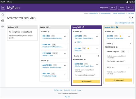 uw myplan