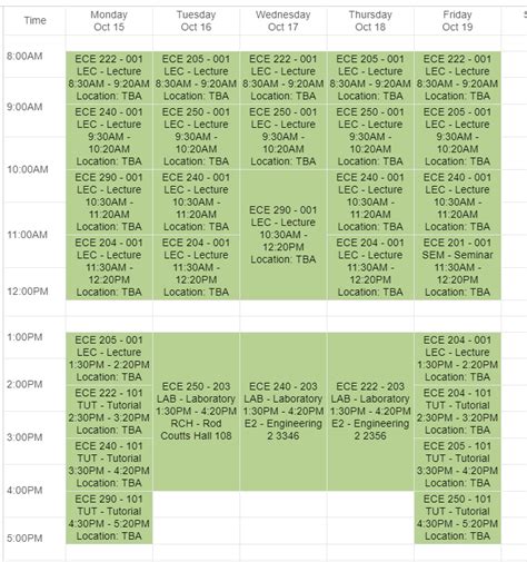 uwaterloo undergraduate schedule of classes
