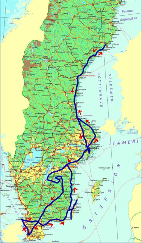 Karta över Småland, Öland och södra Sverige för nålar Kartkungen