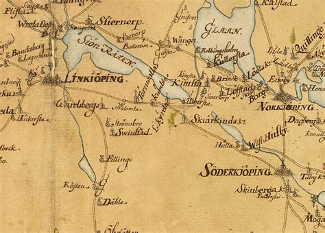 Vägkarta över Östergötland 1740 Släktled