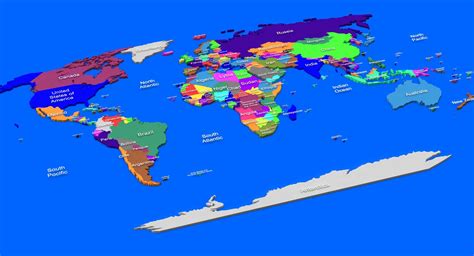 Premium Canvastavla Världskarta Kontinenter i 3D dinväggdekor.se