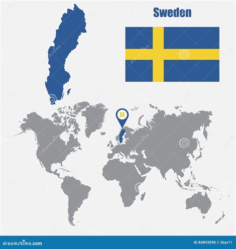 sverige världskarta Blauwe wereldkaart met vergroting op saint vincent