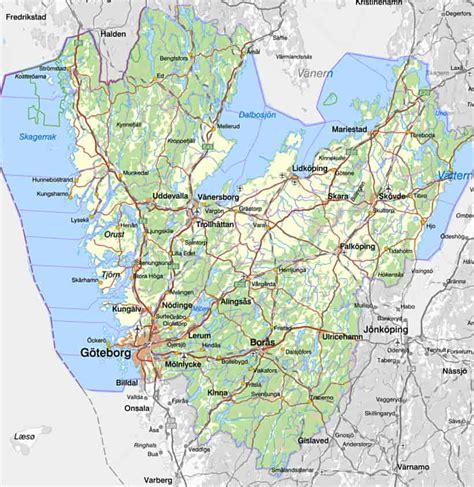 Karta över Västra Götaland för nålar Kartkungen kartor för nålmarkering