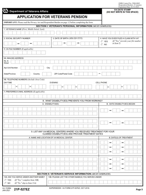 Va Form 21P 527Ez Application Fill Out and Sign Printable PDF