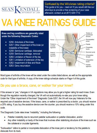va knee disability rating chart