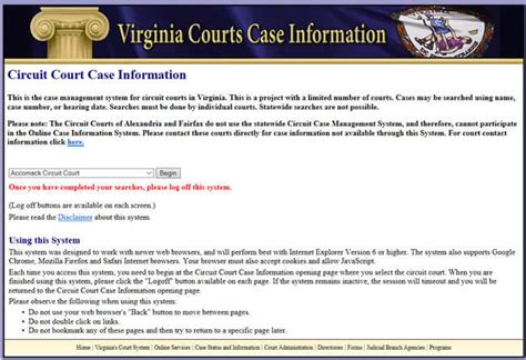 va online court case info