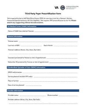 va third party payer precertification form