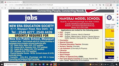 vacancies in delhi schools