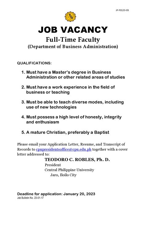 Vacancy Business Administration