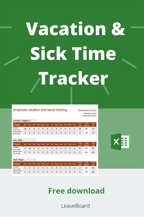 Vacation and Sick Time Tracker Spreadsheet Sick time, Sick, Time tracker