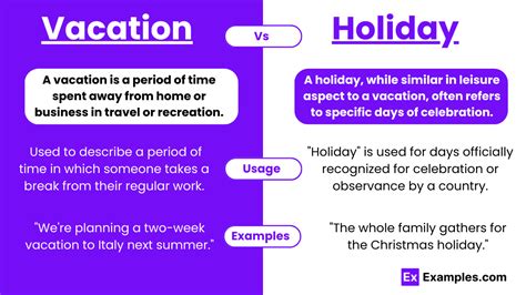 Vacation Holiday Difference
