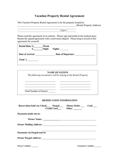 Vacation Home Rental Agreement Template: A Comprehensive Guide