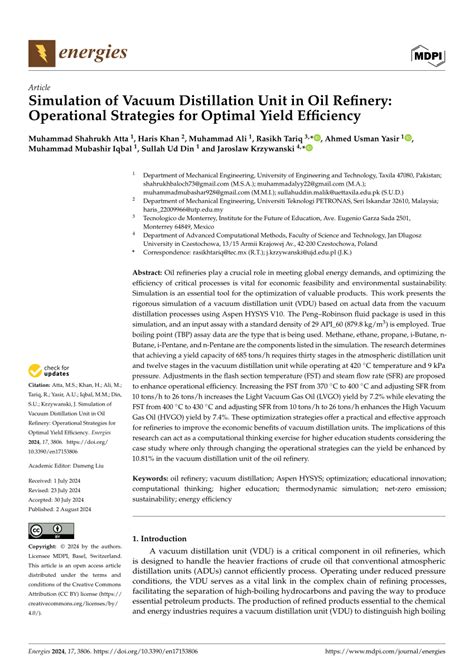 Vacuum Distillation Efficiency