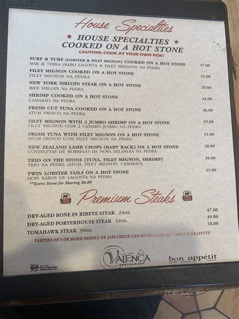 valenca restaurant menu elizabeth nj